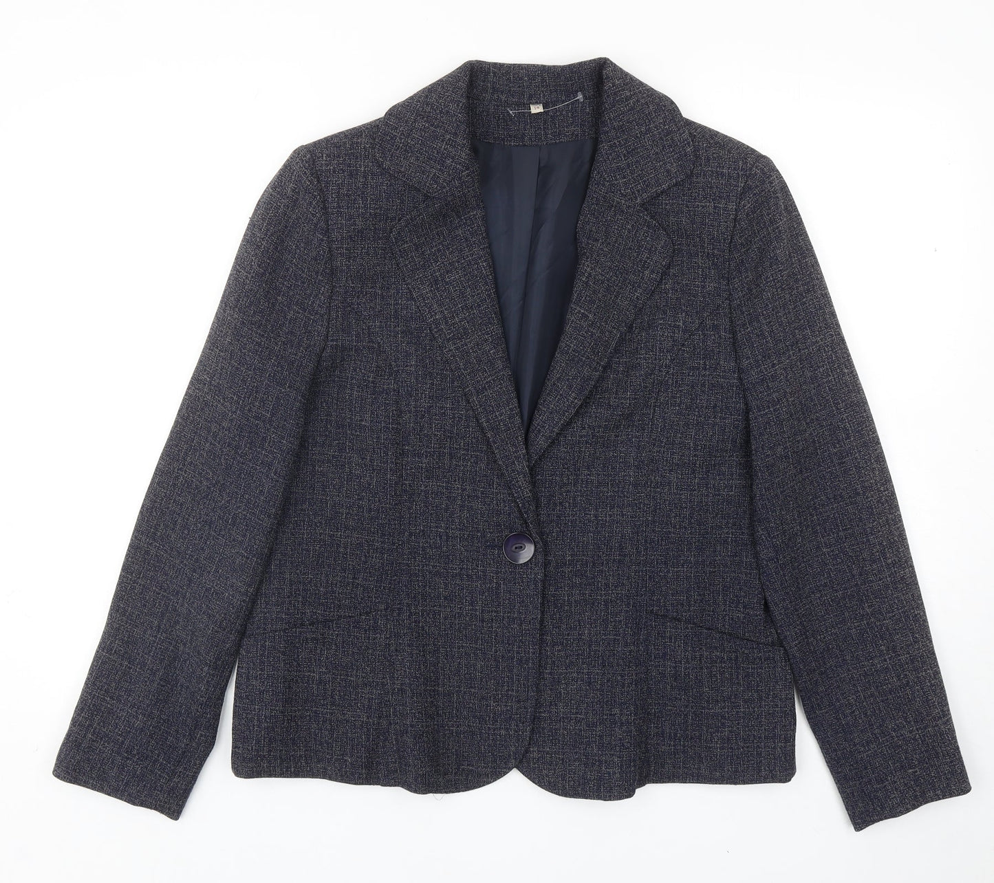 EWM Womens Blue Viscose Jacket Blazer Size 14