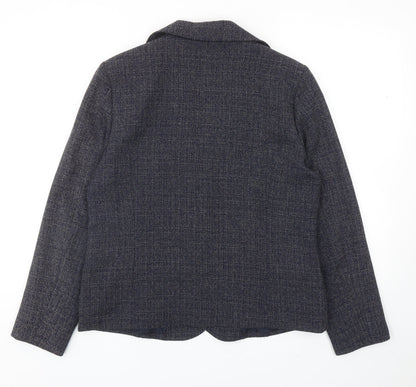 EWM Womens Blue Viscose Jacket Blazer Size 14