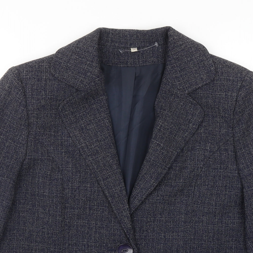 EWM Womens Blue Viscose Jacket Blazer Size 14
