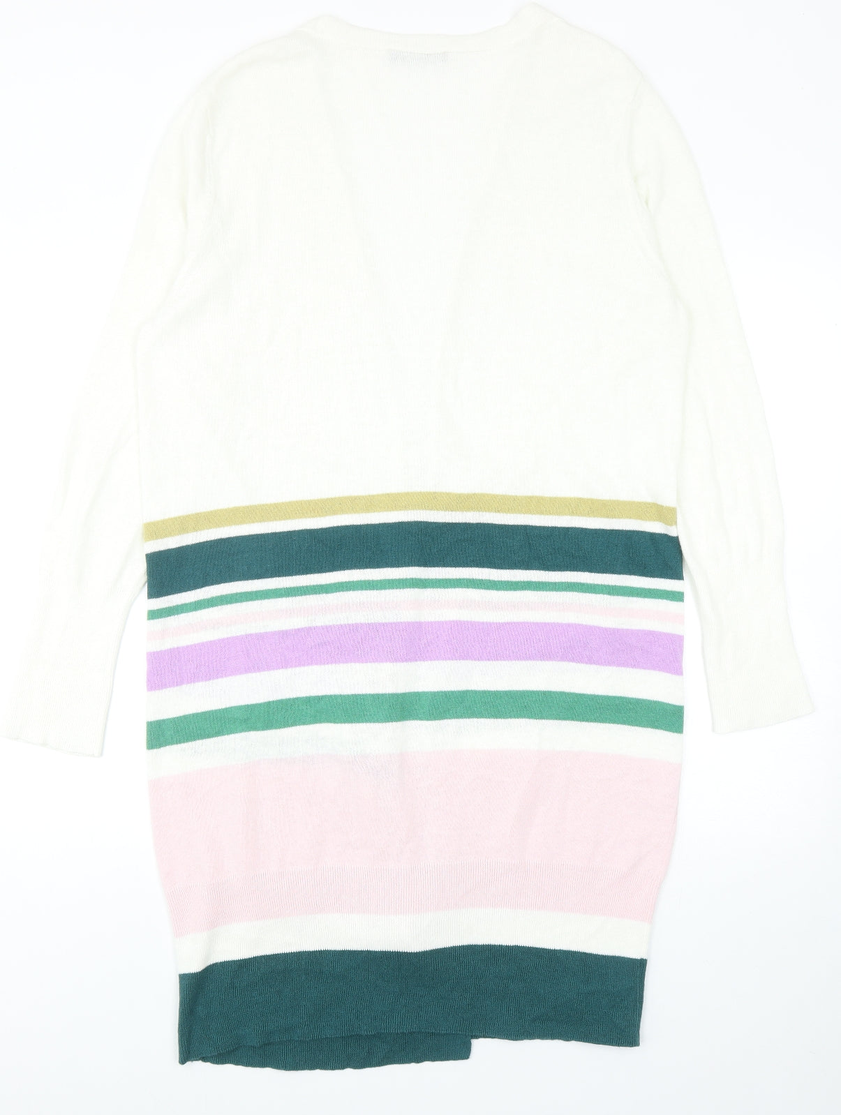 Kaleidoscope Womens Multicoloured V-Neck Striped Cotton Cardigan Jumper Size 16