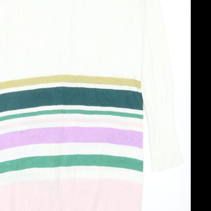 Kaleidoscope Womens Multicoloured V-Neck Striped Cotton Cardigan Jumper Size 16