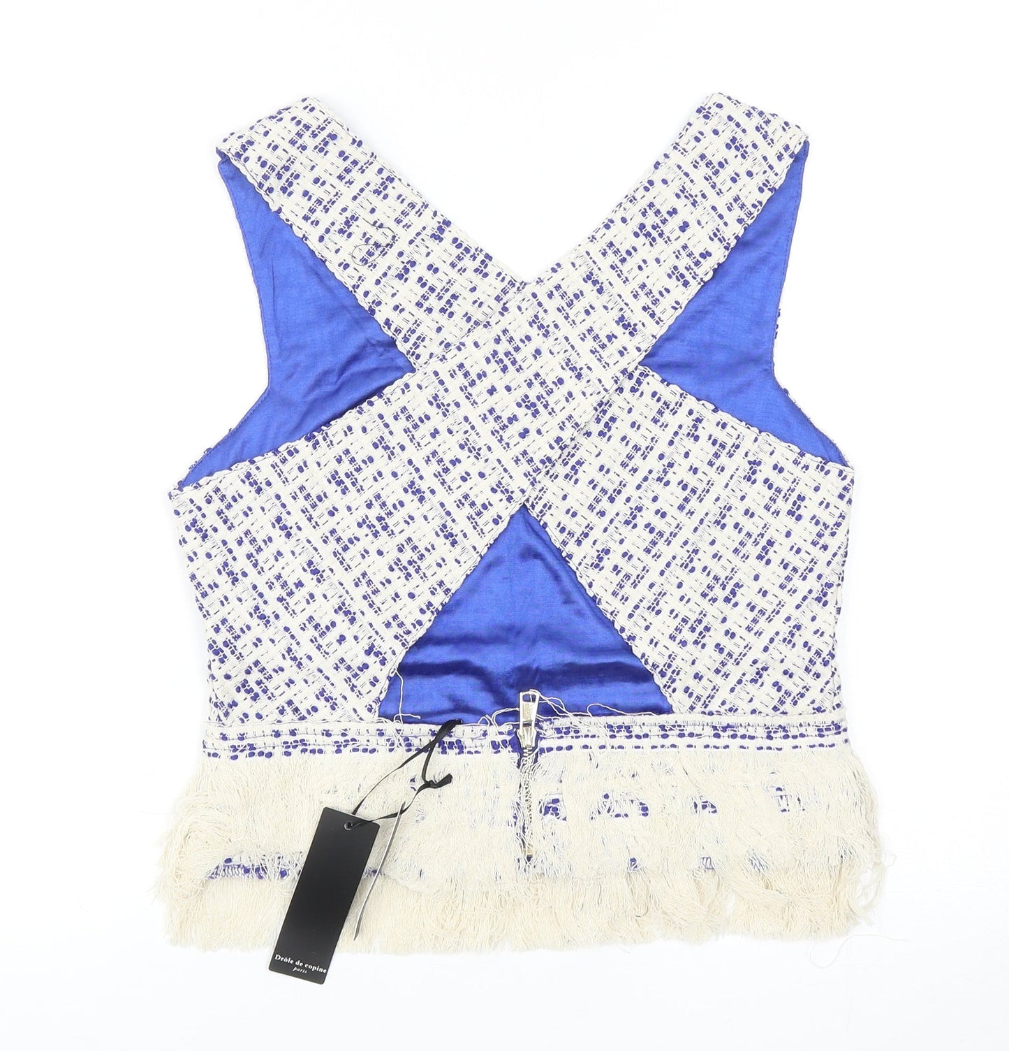 Womens UK Size S Drole de copine Blue Basic Blouse