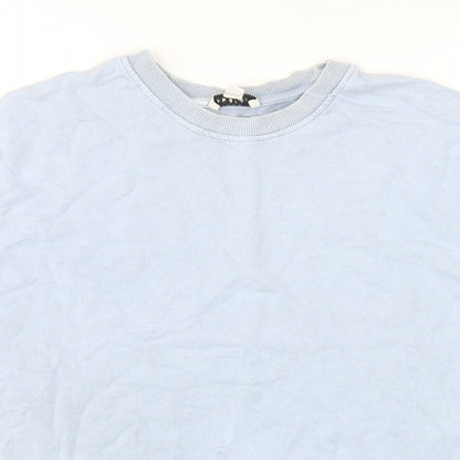 Topshop Womens Blue Cotton Pullover Sweatshirt Size S Pullover