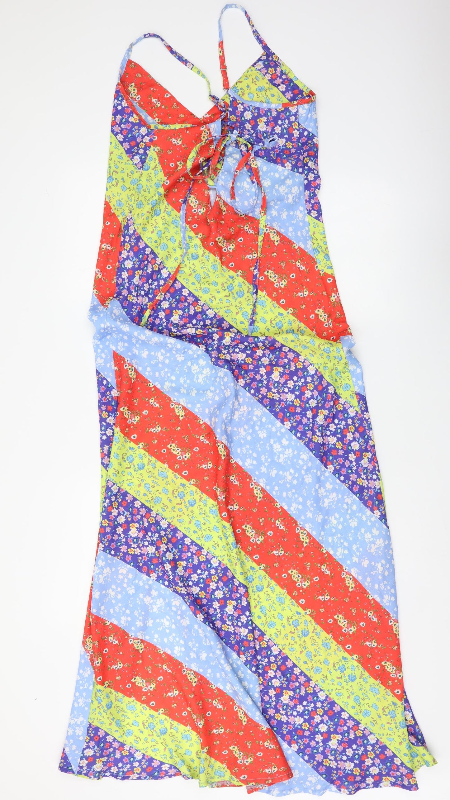 Fashion Us Womens Multicoloured Floral Polyester Maxi Size 10 V-Neck Tie