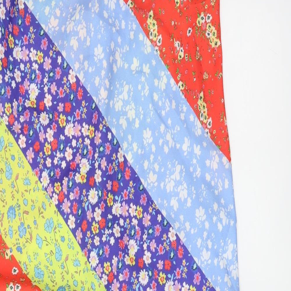 Fashion Us Womens Multicoloured Floral Polyester Maxi Size 10 V-Neck Tie