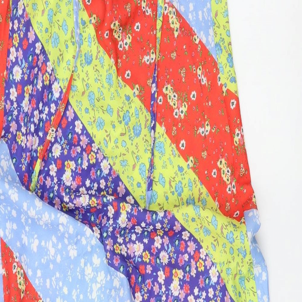 Fashion Us Womens Multicoloured Floral Polyester Maxi Size 10 V-Neck Tie