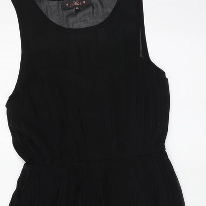 Miso Womens Black Polyester Tank Dress Size 10 Boat Neck Zip