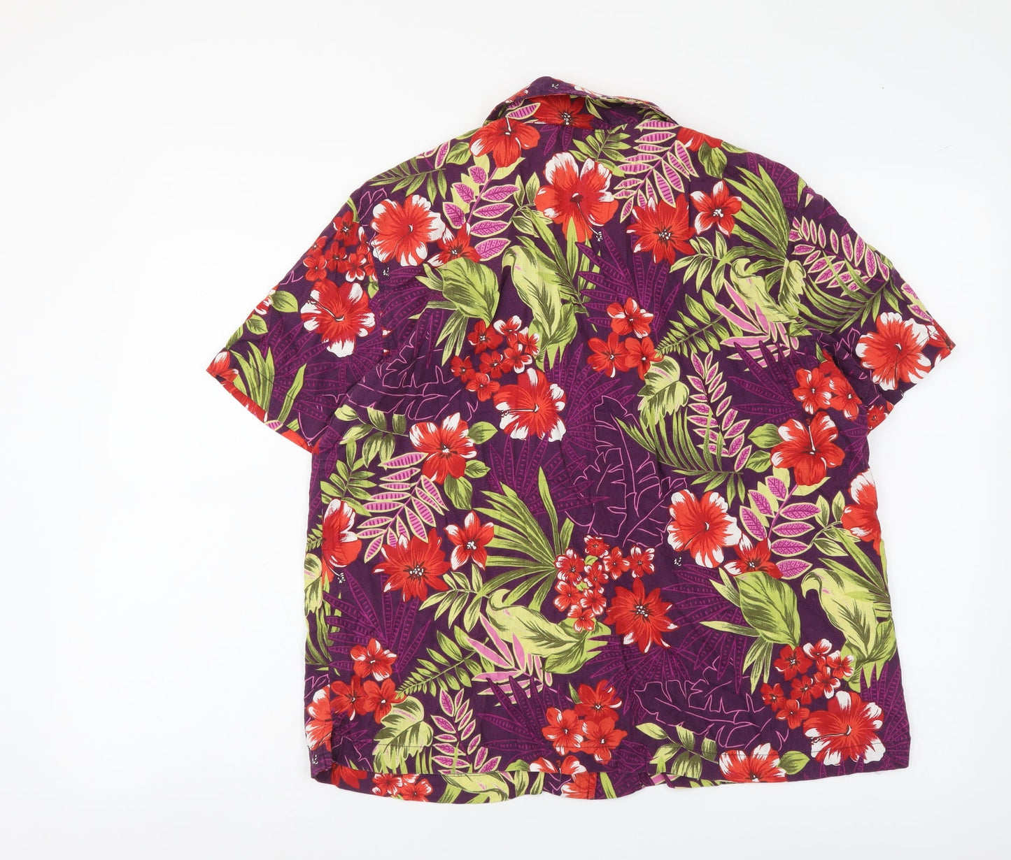 ERIKA Womens Multicoloured Floral Cotton Basic Button-Up Size M Collared