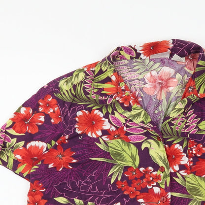 ERIKA Womens Multicoloured Floral Cotton Basic Button-Up Size M Collared
