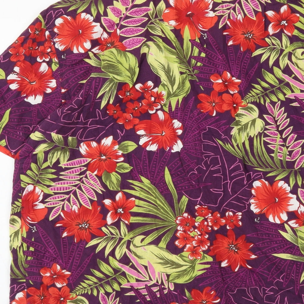 ERIKA Womens Multicoloured Floral Cotton Basic Button-Up Size M Collared