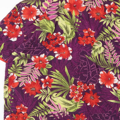 ERIKA Womens Multicoloured Floral Cotton Basic Button-Up Size M Collared