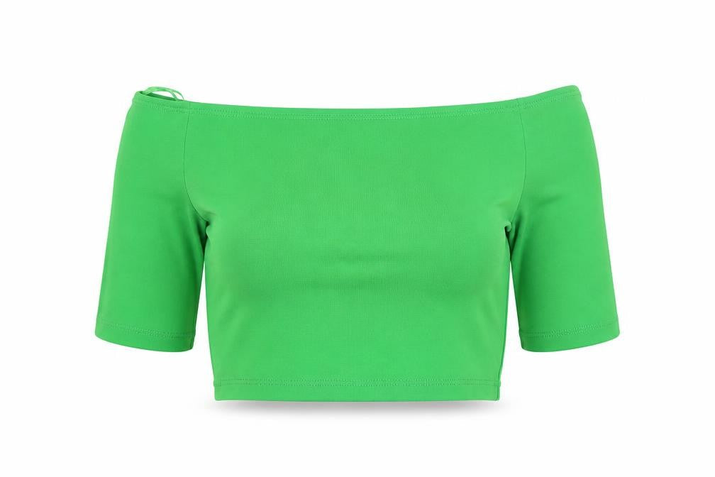 Womens UK Size M Zara Green Cropped Blouse
