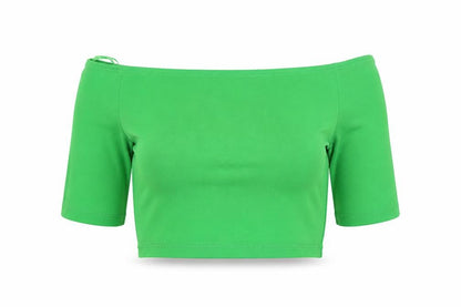 Womens UK Size M Zara Green Cropped Blouse