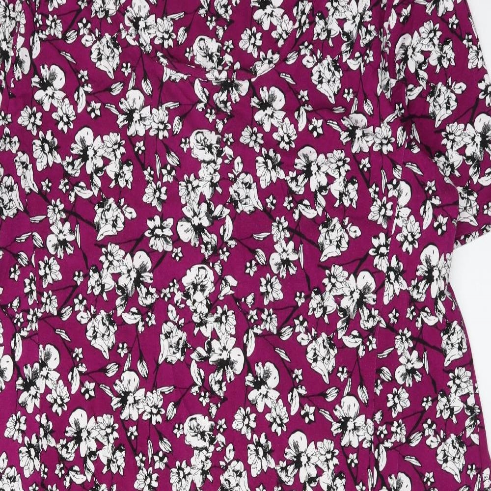 Autonomy Womens Purple Floral Viscose Pencil Dress Size 14 Round Neck Pullover