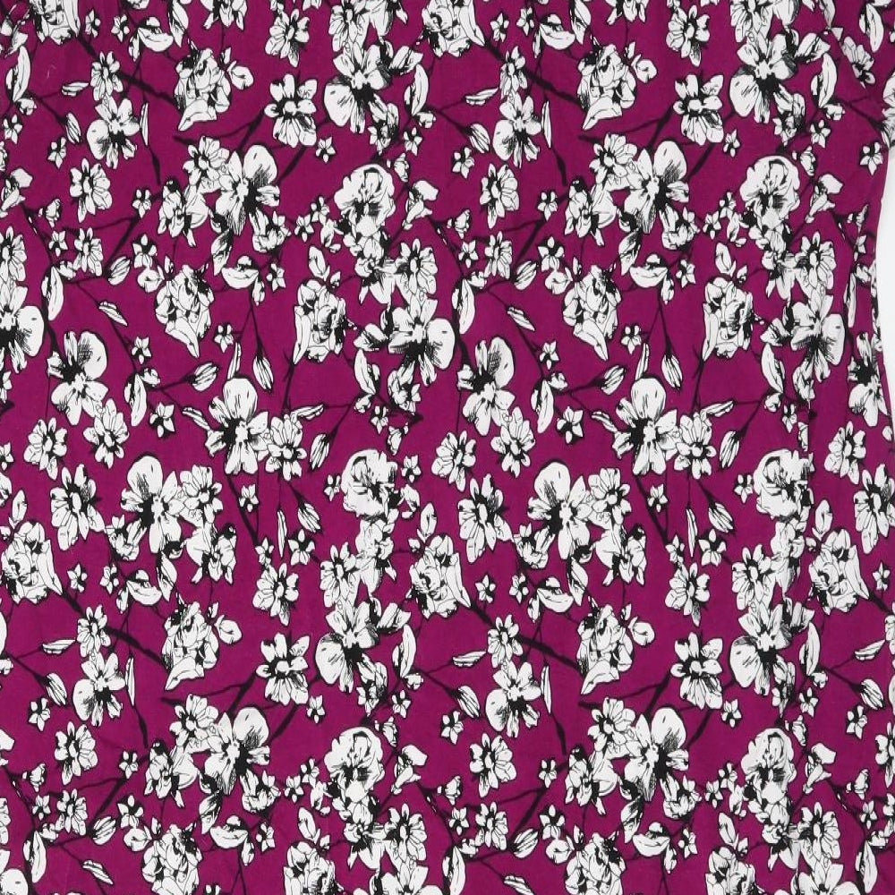 Autonomy Womens Purple Floral Viscose Pencil Dress Size 14 Round Neck Pullover