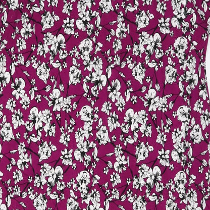 Autonomy Womens Purple Floral Viscose Pencil Dress Size 14 Round Neck Pullover