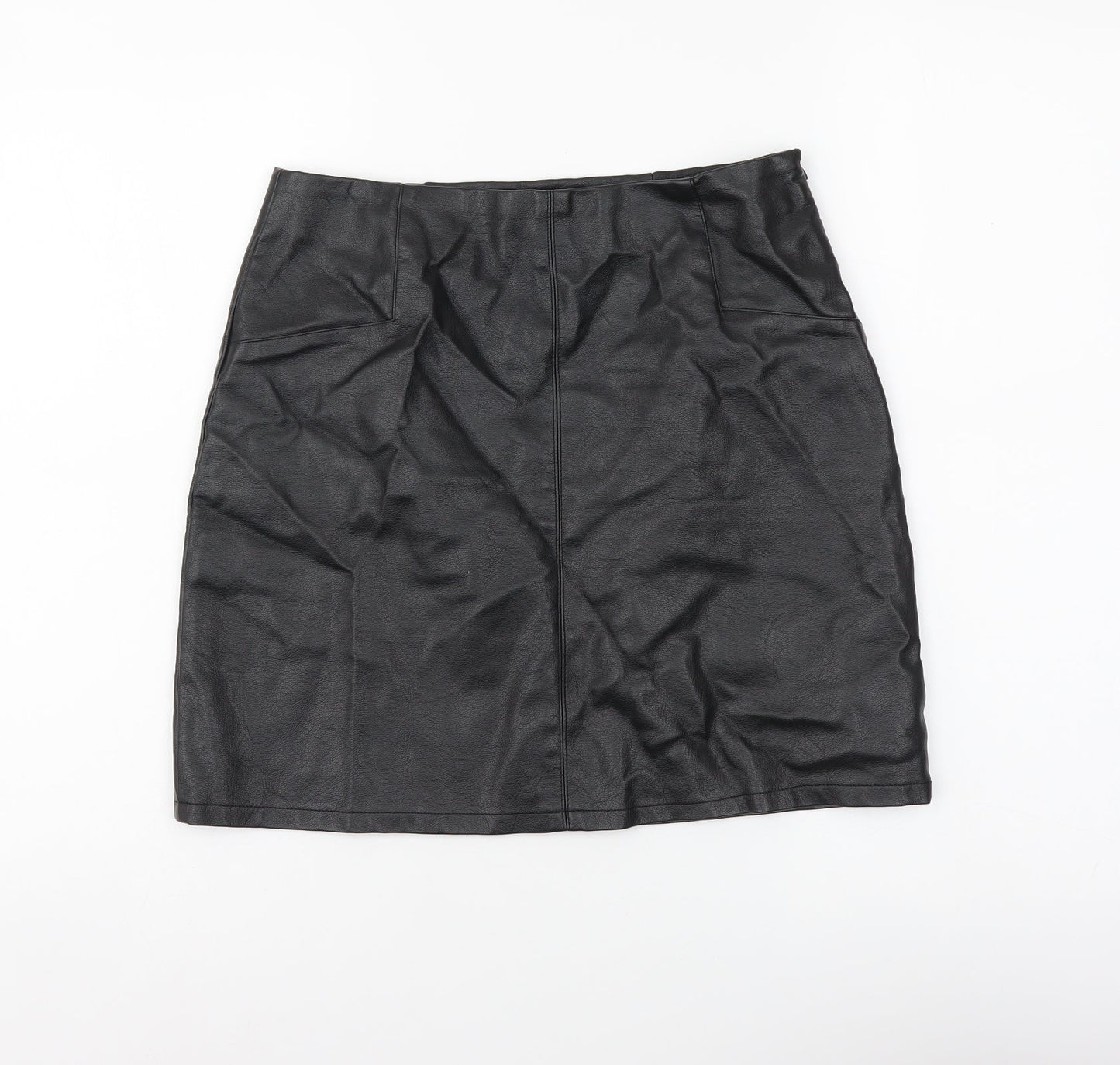 Primark Womens Black Polyester A-Line Skirt Size 8 Zip