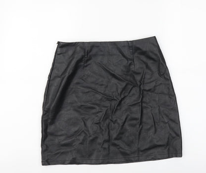 Primark Womens Black Polyester A-Line Skirt Size 8 Zip