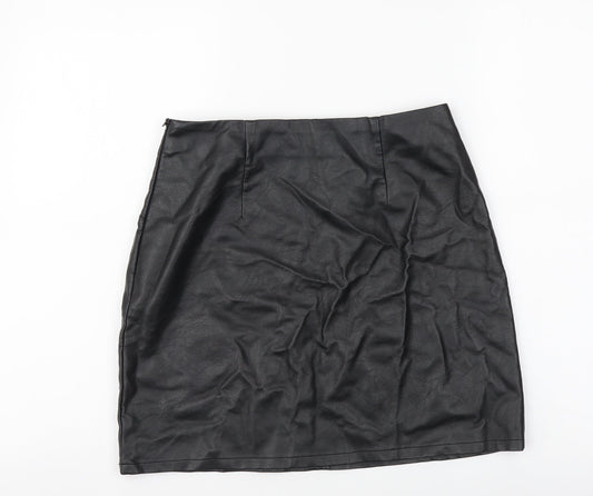 Primark Womens Black Polyester A-Line Skirt Size 8 Zip