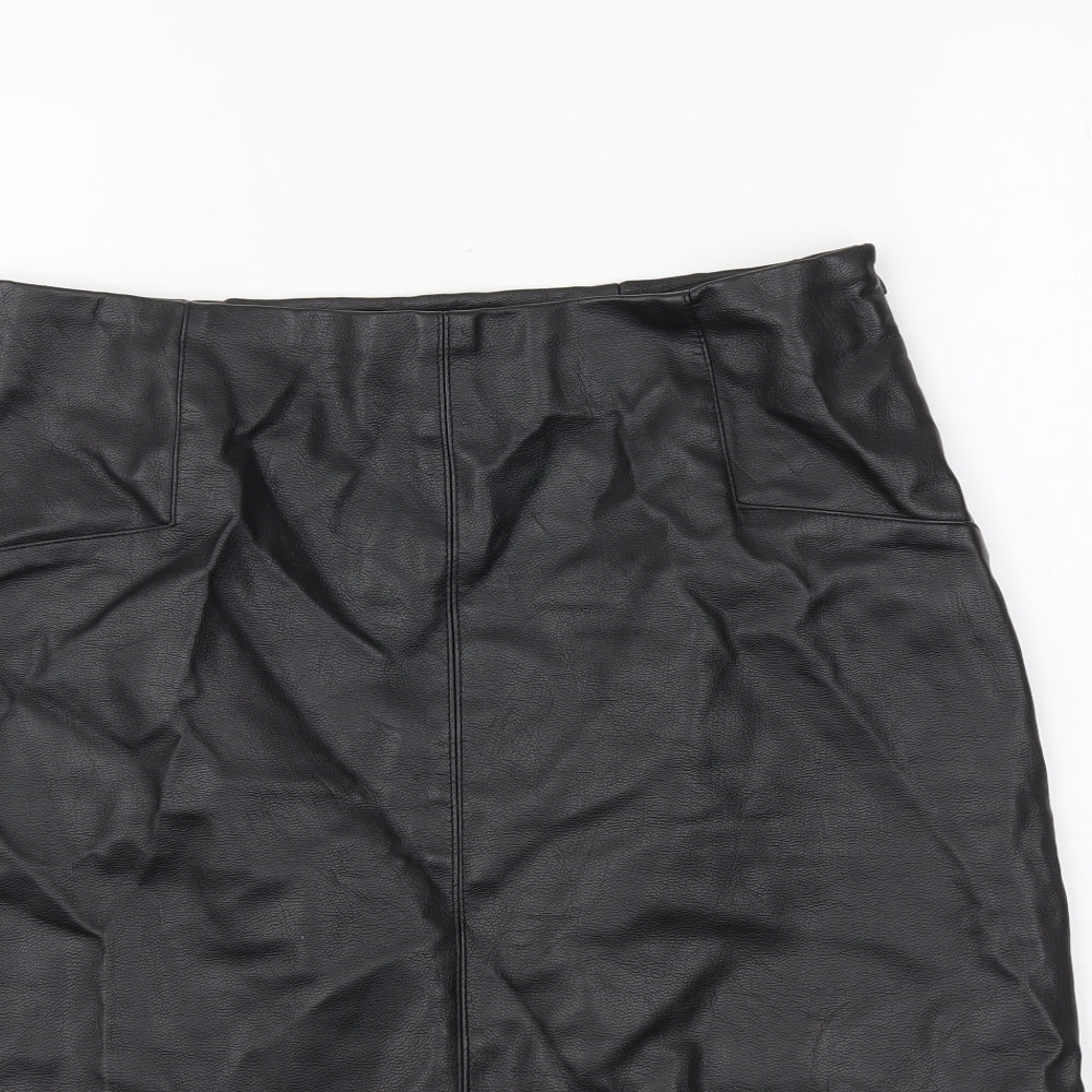 Primark Womens Black Polyester A-Line Skirt Size 8 Zip