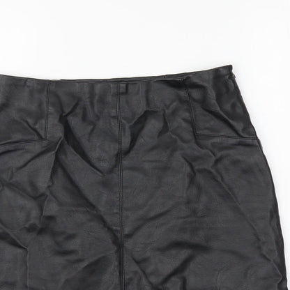 Primark Womens Black Polyester A-Line Skirt Size 8 Zip