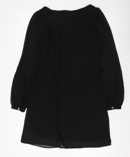 Atmosphere Womens Black Polyester Shift Size 8 Boat Neck Pullover
