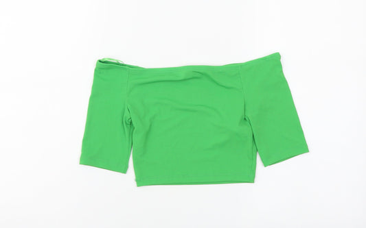 Womens UK Size M Zara Green Cropped T-Shirt