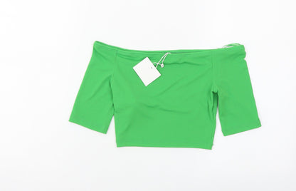 Womens UK Size M Zara Green Cropped T-Shirt