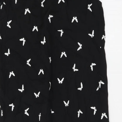 Butterfly Womens Black Geometric Viscose T-Shirt Dress Size 8 Scoop Neck Pullover - Butterfly Print