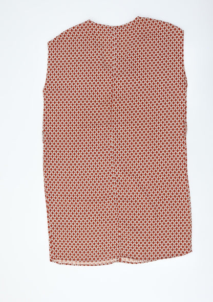 H&M Womens Brown Geometric Polyester Shift Size M V-Neck Pullover