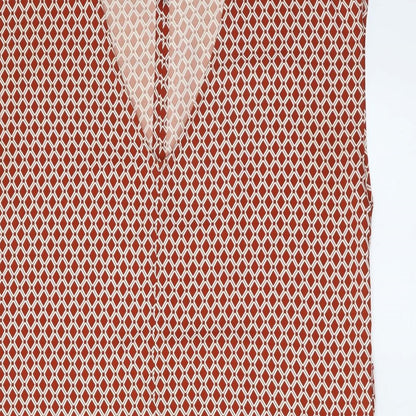 H&M Womens Brown Geometric Polyester Shift Size M V-Neck Pullover
