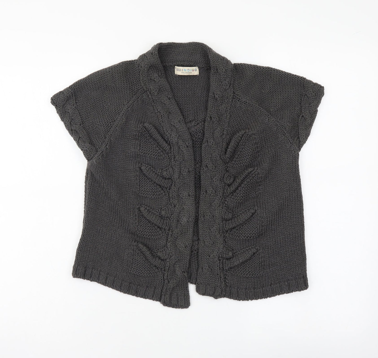 Indigo Womens Grey V-Neck Acrylic Shrug Jumper Size 10