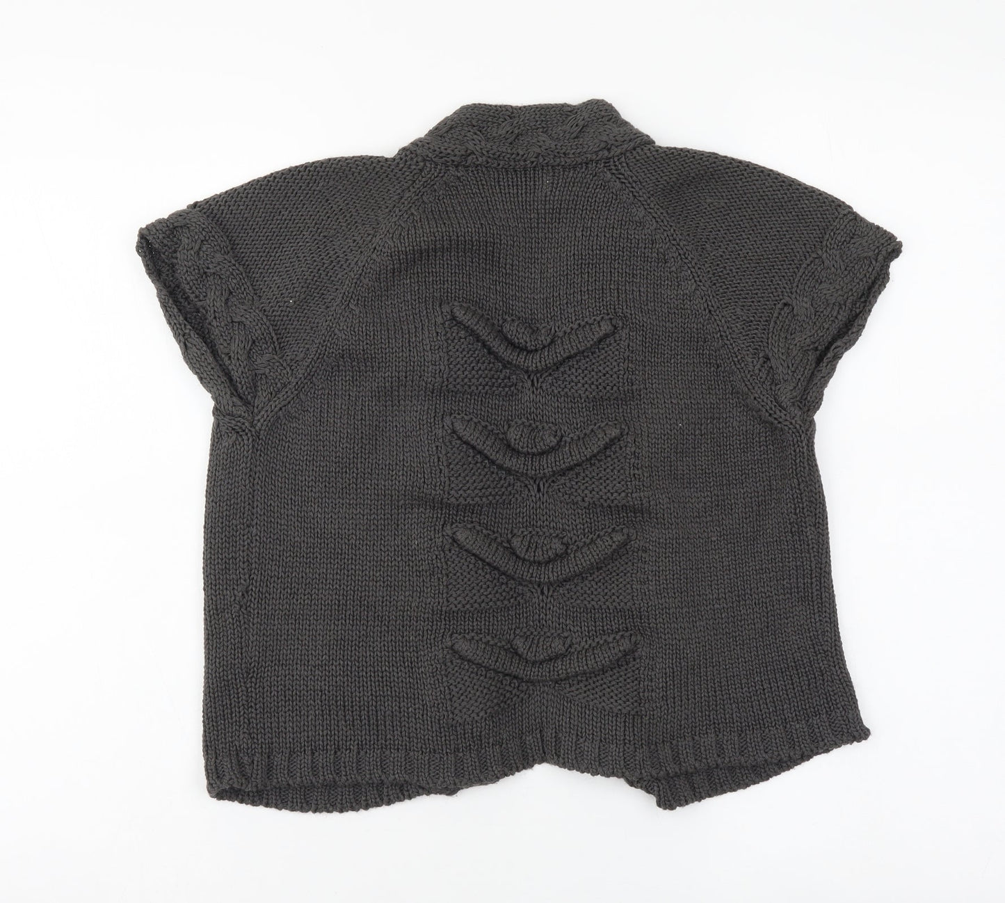 Indigo Womens Grey V-Neck Acrylic Shrug Jumper Size 10