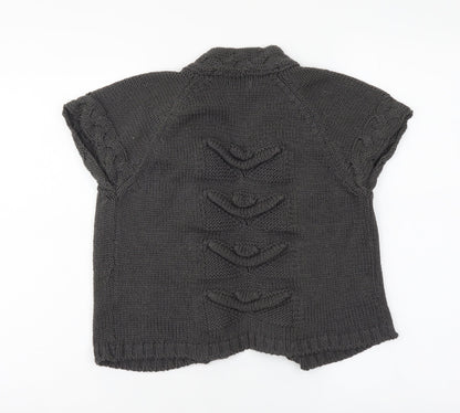 Indigo Womens Grey V-Neck Acrylic Shrug Jumper Size 10