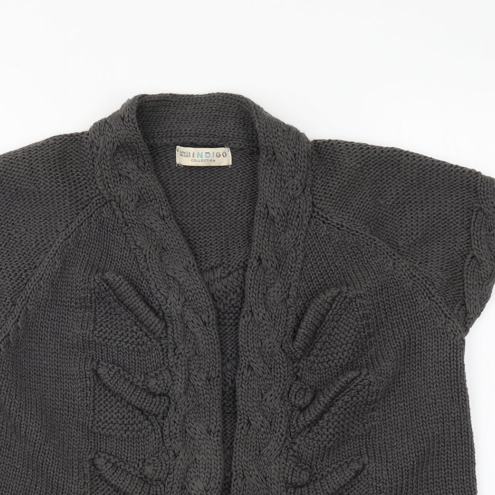 Indigo Womens Grey V-Neck Acrylic Shrug Jumper Size 10