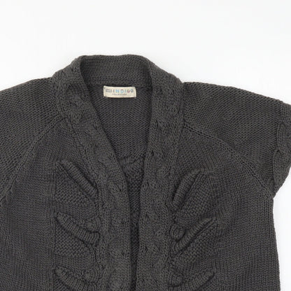 Indigo Womens Grey V-Neck Acrylic Shrug Jumper Size 10