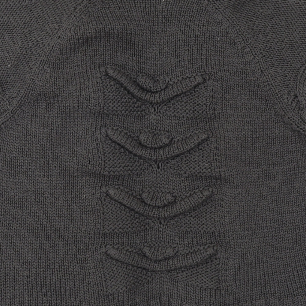 Indigo Womens Grey V-Neck Acrylic Shrug Jumper Size 10