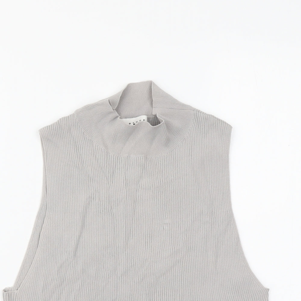 Womens UK Size L Topshop Grey Basic Tank