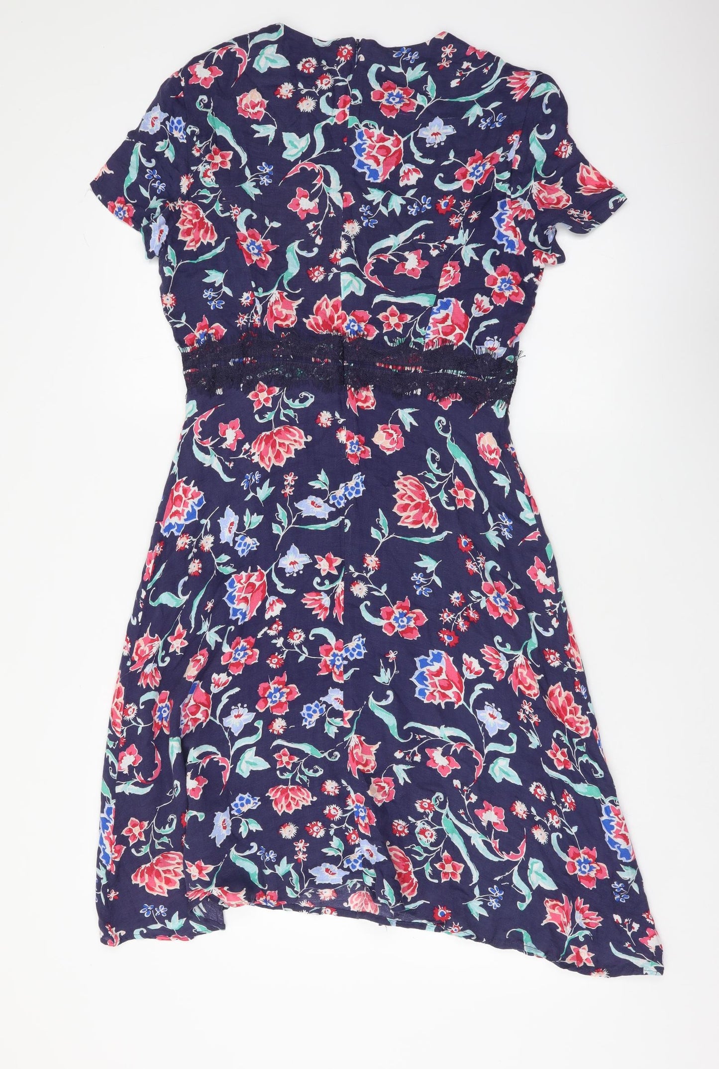 Get in On Womens Multicoloured Floral Viscose Fit & Flare Size S Round Neck Zip