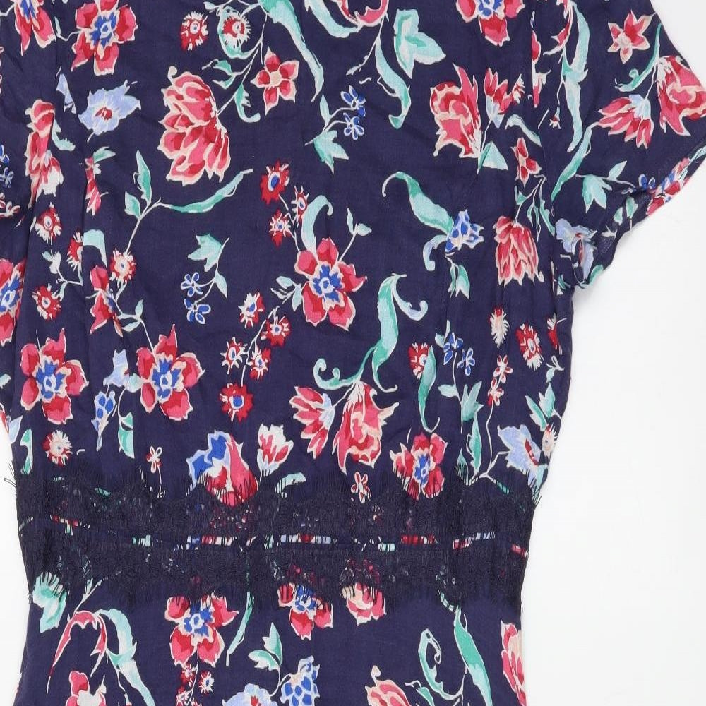 Get in On Womens Multicoloured Floral Viscose Fit & Flare Size S Round Neck Zip
