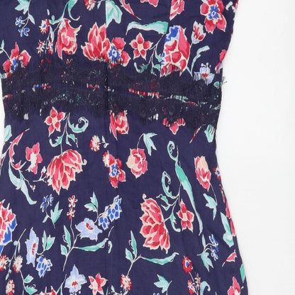 Get in On Womens Multicoloured Floral Viscose Fit & Flare Size S Round Neck Zip