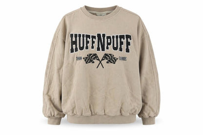 Huffnpuff Womens Beige Cotton Pullover Sweatshirt Size S Pullover