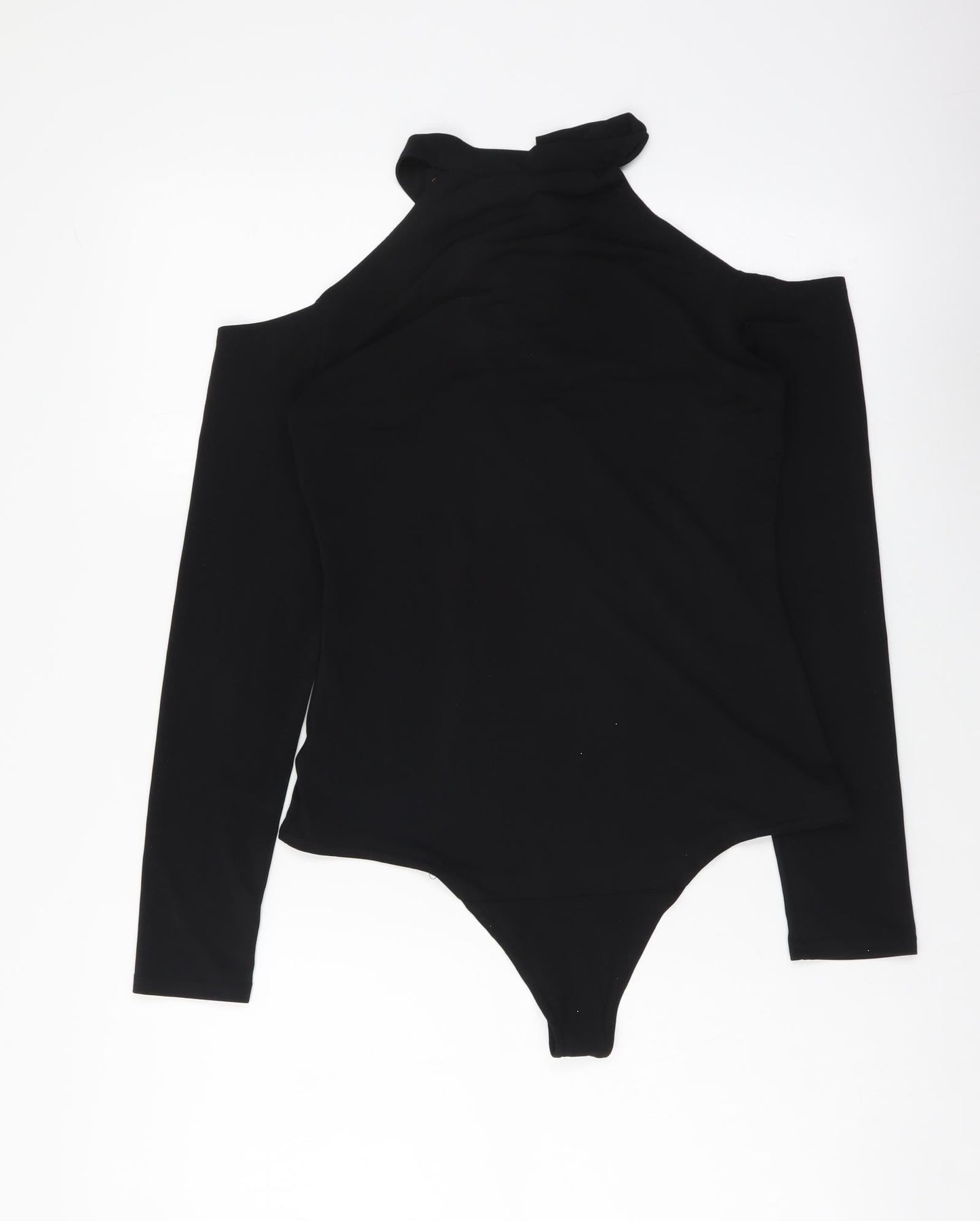 In Vouge Womens Black Polyester Bodysuit One-Piece Size S Snap