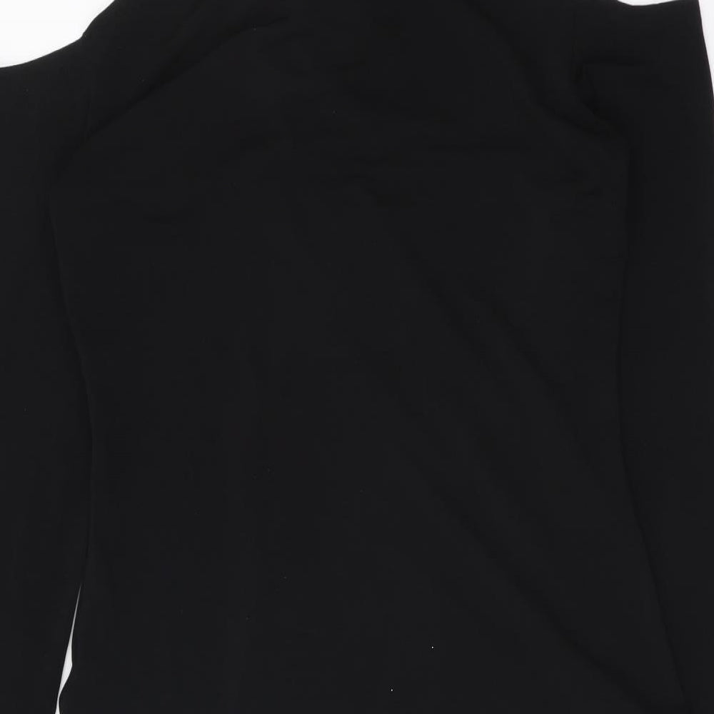 In Vouge Womens Black Polyester Bodysuit One-Piece Size S Snap