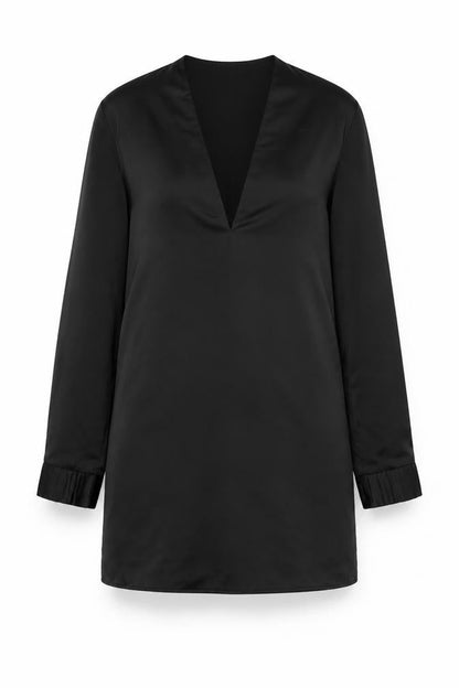 PRETTYLITTLETHING Womens Black Polyester Shift Size 6 V-Neck Pullover