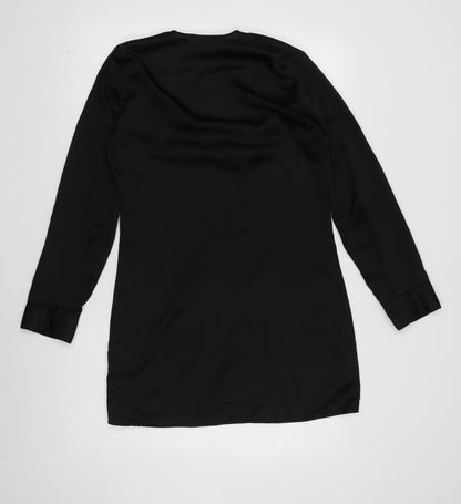 PRETTYLITTLETHING Womens Black Polyester Shift Size 6 V-Neck Pullover
