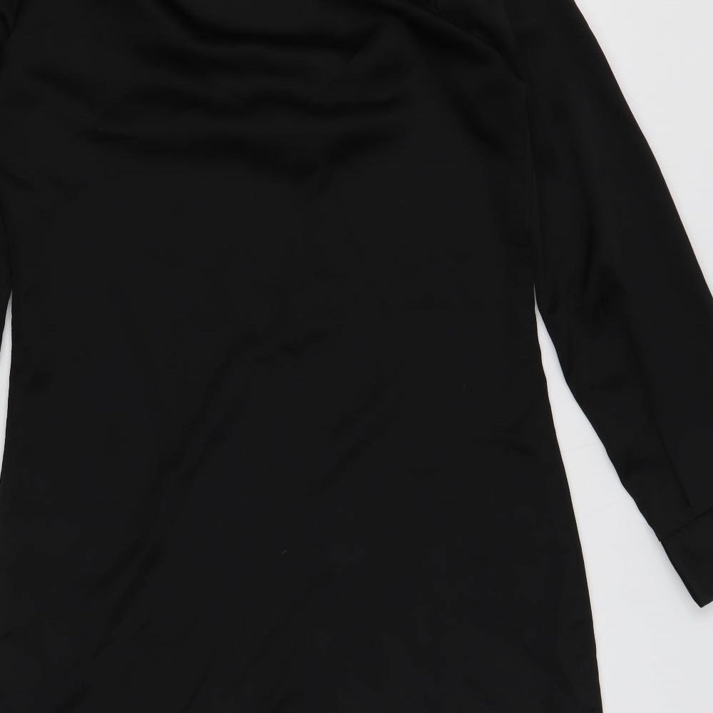 PRETTYLITTLETHING Womens Black Polyester Shift Size 6 V-Neck Pullover