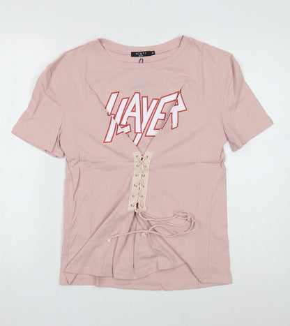 Womens UK Size M Eight Paris Pink Basic T-Shirt