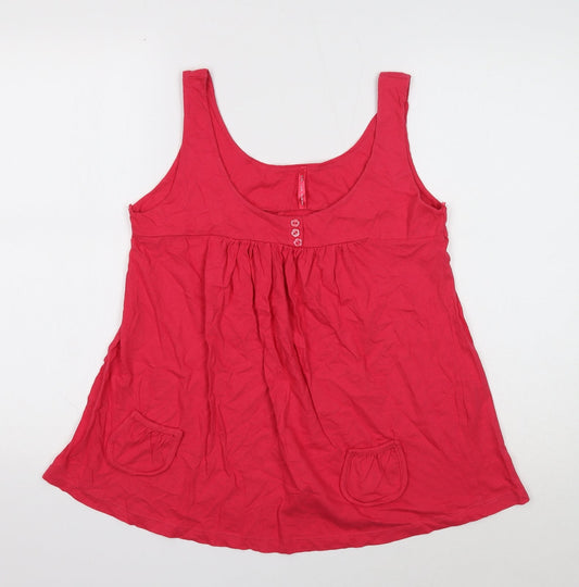 Evie Womens Pink Cotton Basic Tank Size 14 Scoop Neck