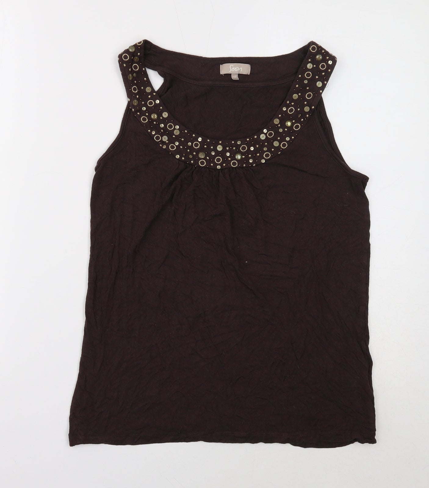 Womens UK Size 12 Soon Brown Basic Tank